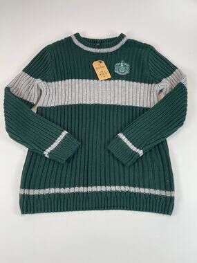 Harry Potter Collection Slytherin Green Gray Knit Sweater Size M New With Tag